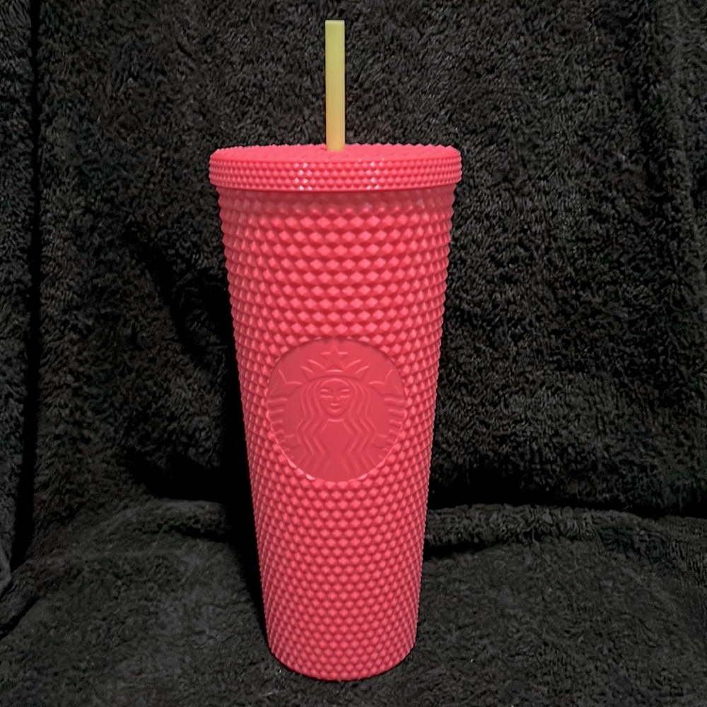 Starbucks cold cup - neon coral dragonfruit studded (summer 2022)